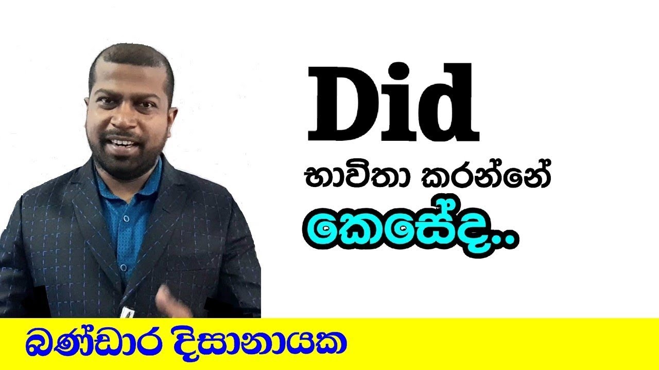 "Did" ~  16th lesson  ||  Bandara Dissanayake English grammar and spoken