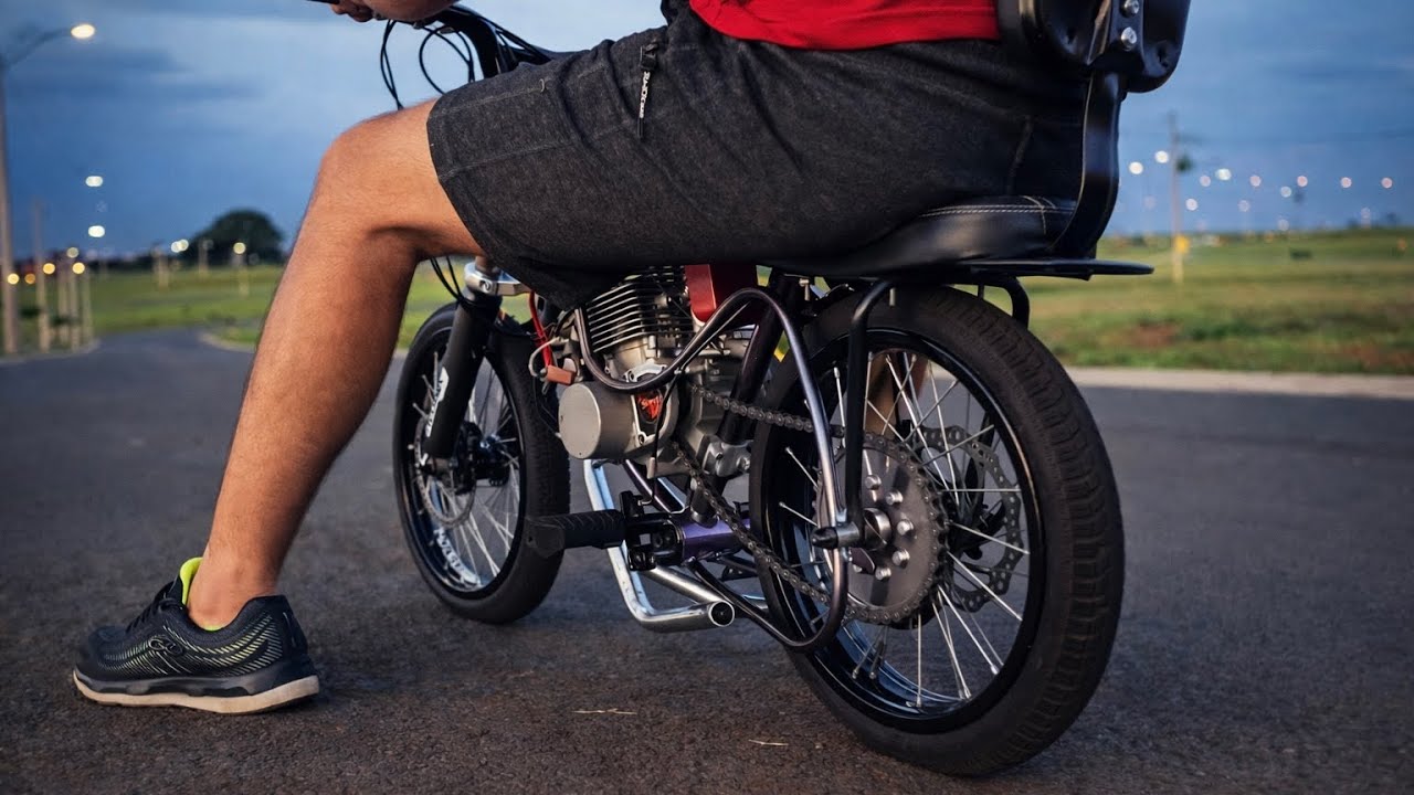 Transformando uma bicicleta em uma mini moto de 100cc: A construção completa