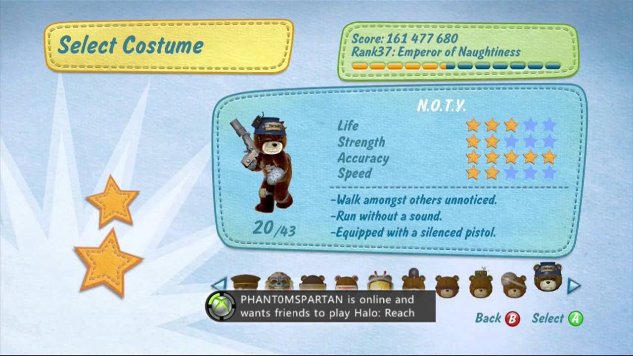 Naughty Bear ALL Costumes (DLC Included) HD