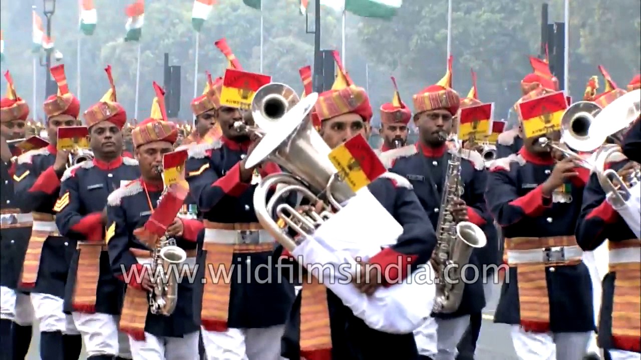 Contingent of India's Mechanised Infantry Regiment parade on Rajpath