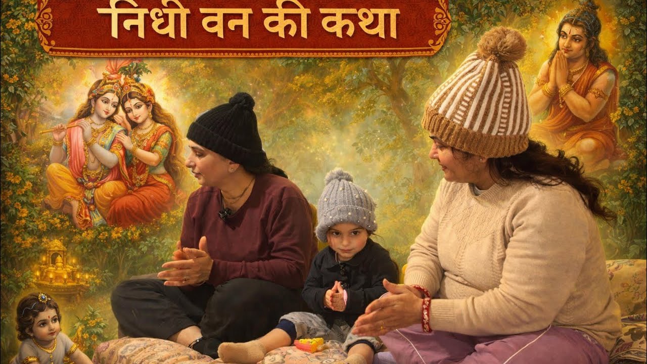 Hanuman Chalisa और निधि वन की कथा | Krishiva Playing in Snow | #happynavratri #hanumanji #vrindavan 