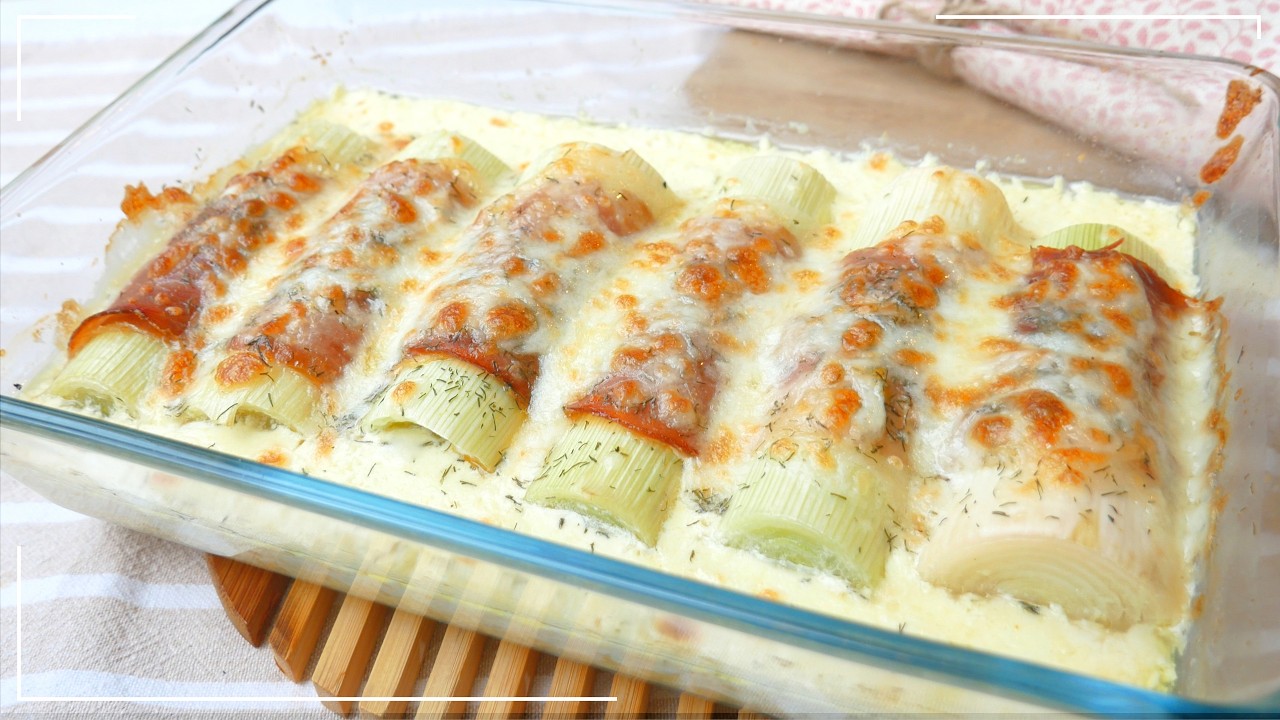 Cómo hacer puerros al horno con jamón y queso sin harina, receta fácil y deliciosa