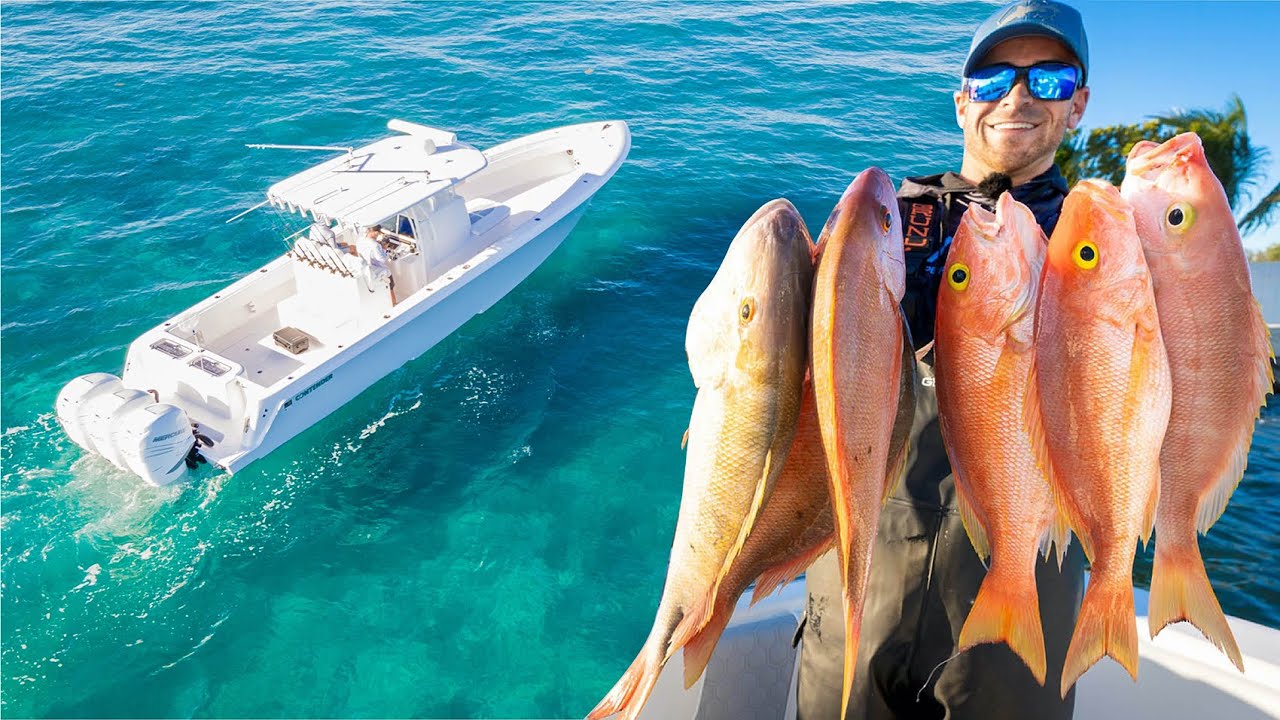 Deep Sea Fishing in a 1200 Horsepower Boat! - Tropical Fishing Videos [Catch and Cook]