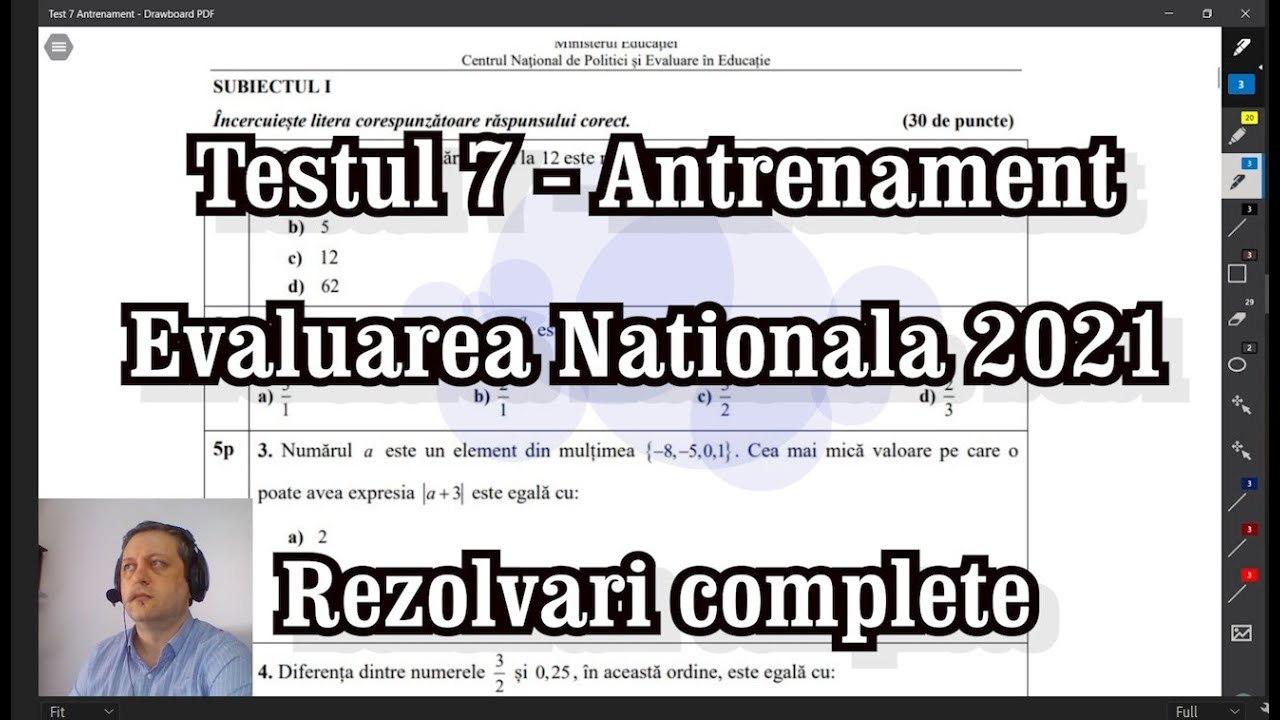 Test 7 Antrenament - Evaluarea Nationala 2021 - Matematica - Rezolvari complete