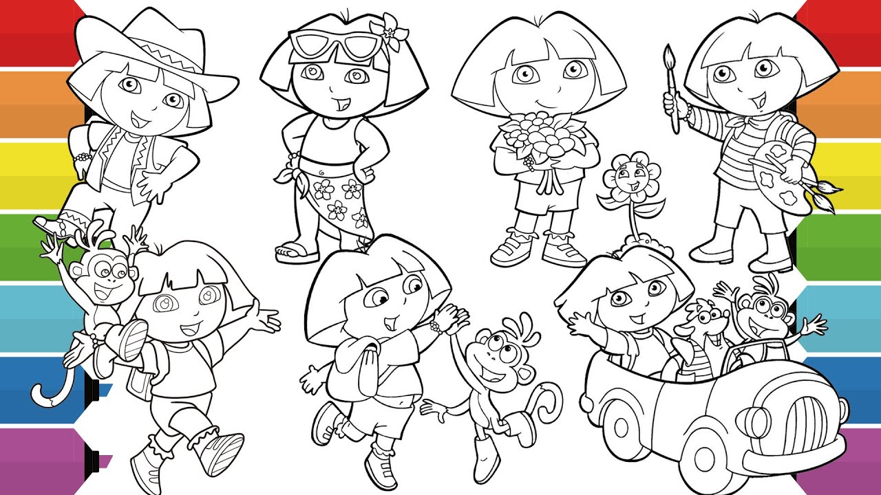 Dora The Explorer & Boots  Coloring Pages