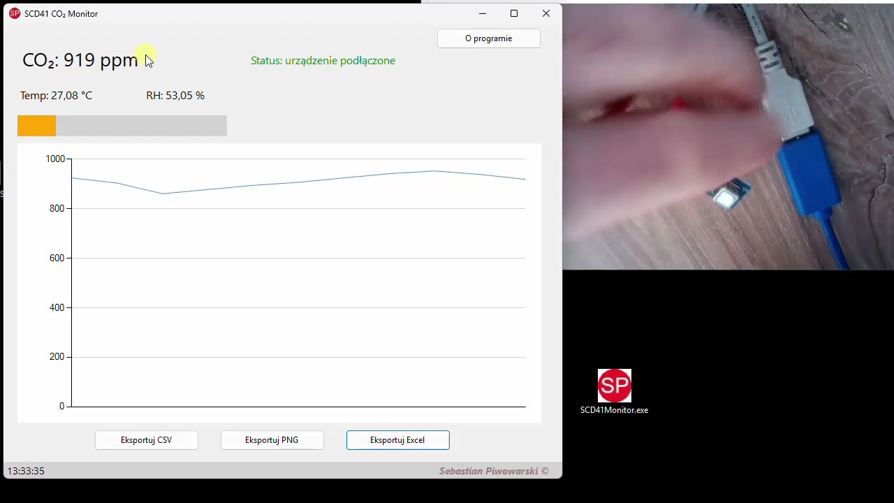 SCD41 CO₂ Monitor &ndash; Komunikacja przez USB HID z mikrokontrolerem PIC16F1455