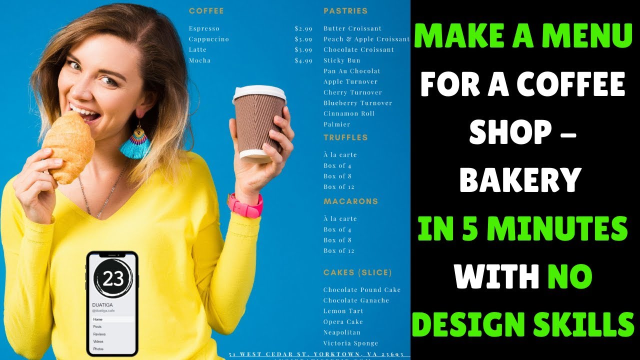 How to Make a Food/Drinks Menu for Coffee Shop/Bakery in Canva with 0 Design Skills
