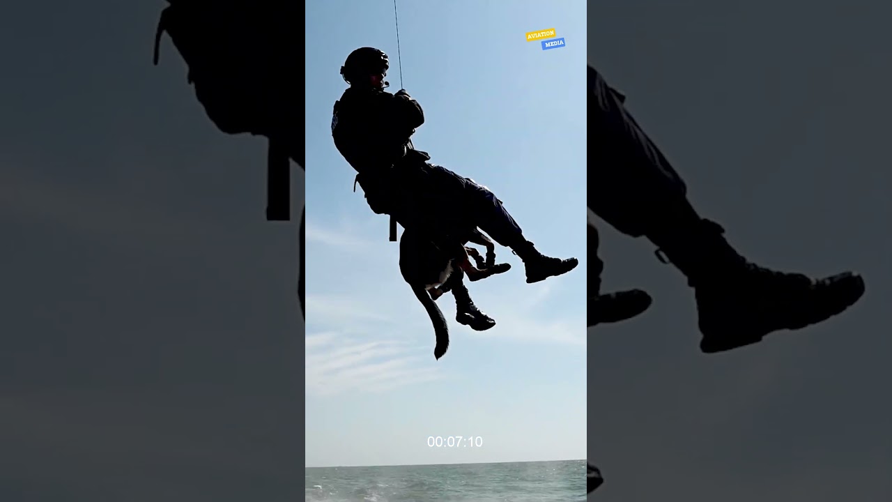 Coast Guard K9 Simba Helicopter to Boat Hoist