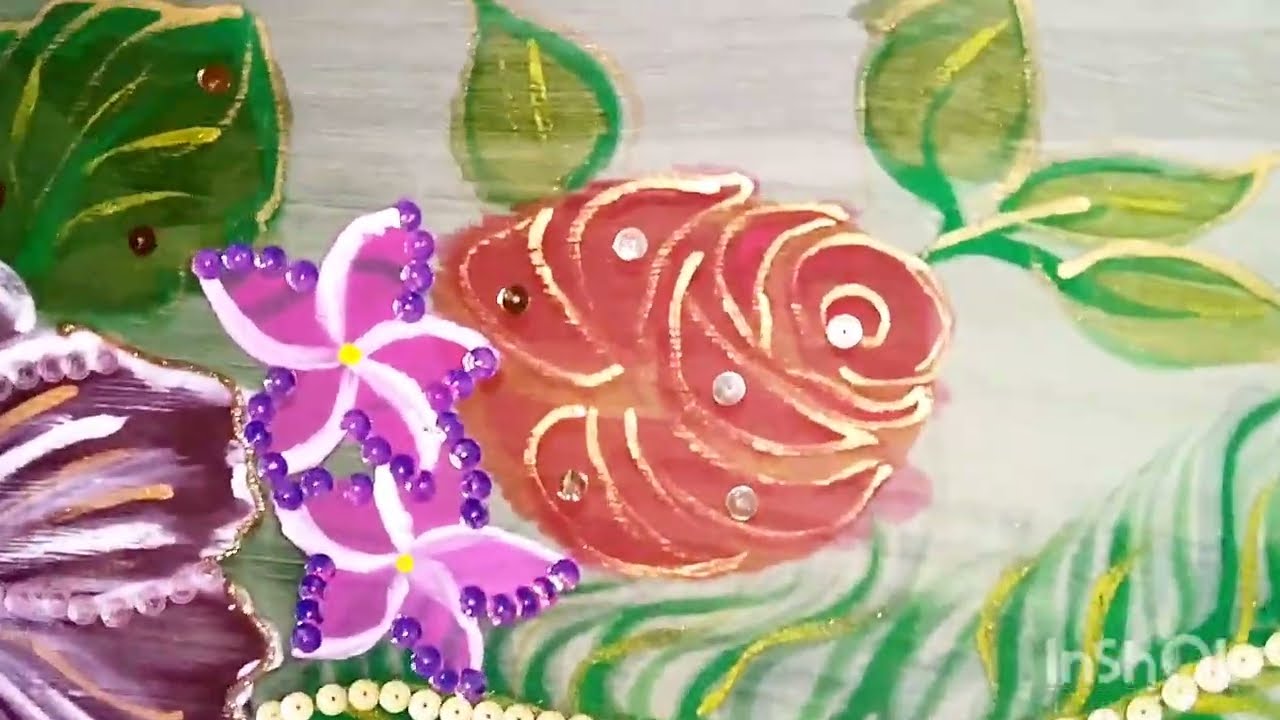 Hand painted dupatta | diy hand painted dupatta | hand painted dupatta design | @pehnava_presents 