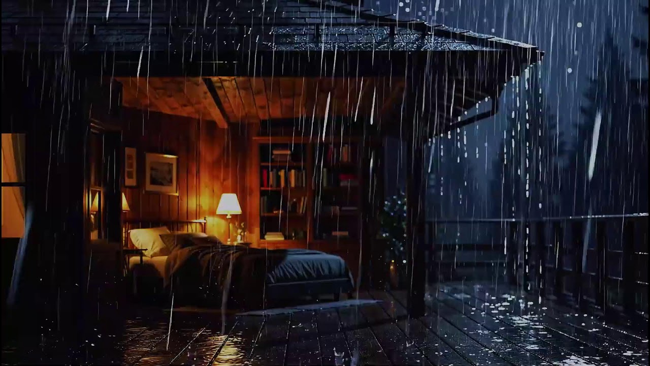 Soothing Midnight Rainfall on Tin Roof with Gentle Thunder | Cozy ASMR Sounds for Calm Focus