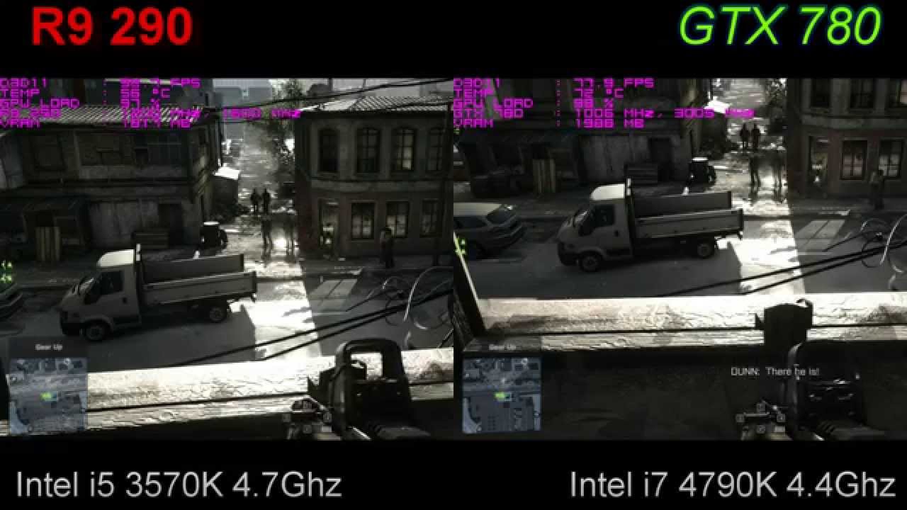 Overclocked R9 290 vs GTX 780 Battlefield 4