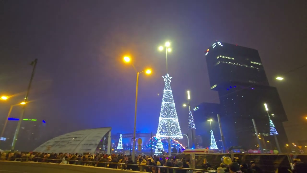 Welcoming the New Year 2026, Katowice, Korfantego Avenue, Poland, December 31, 2025/January 1, 2026
