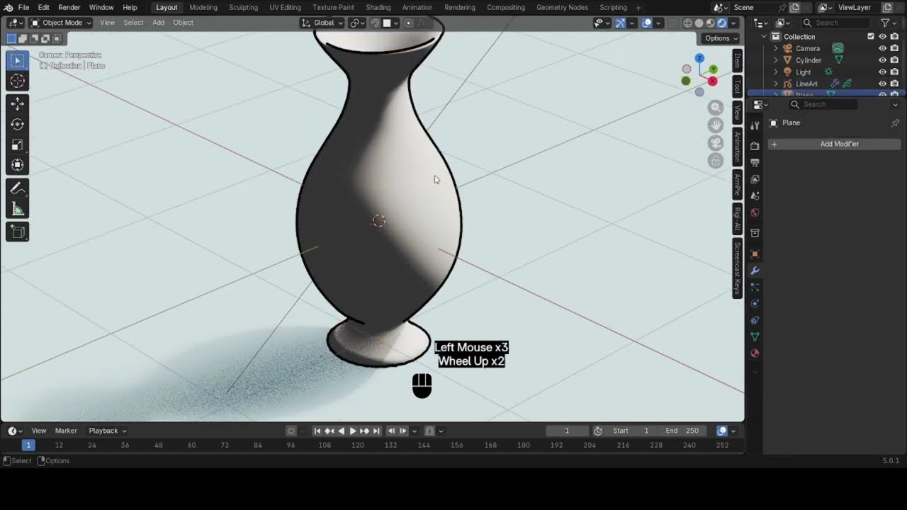 3D Glowing Grease Pencil Flower Vase in Blender | Creation Process