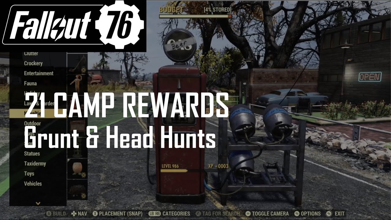 21 CAMP Rewards from Grunt Hunt & Head Hunt | Fallout 76 Burning Springs