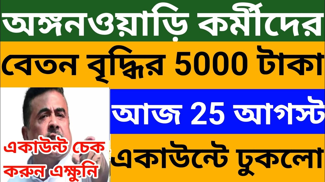 এইমাত্র অঙ্গনওয়াড়ি কর্মীদের বেতন বৃদ্ধির ৫ হাজার টাকা একাউন্টে ঢুকলো l Wb Icds Salary Hike