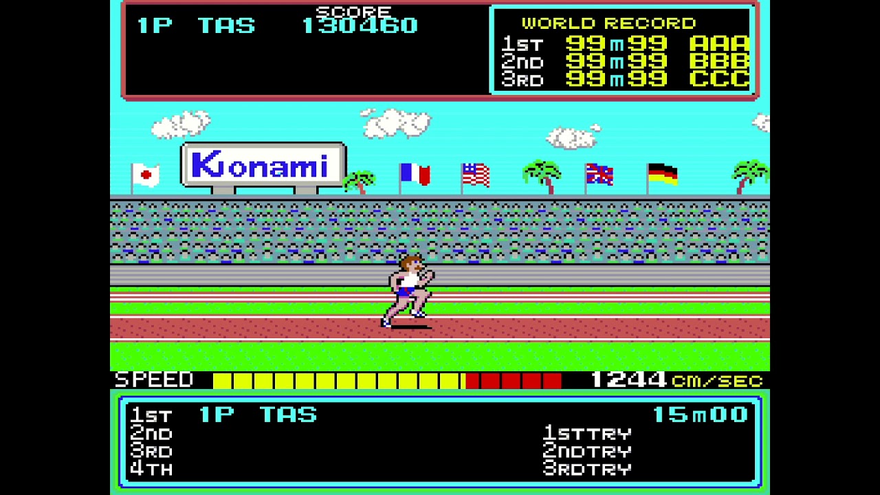 [TAS] Hyper Sports arcade (332 450 in 1 round) (obsolete)
