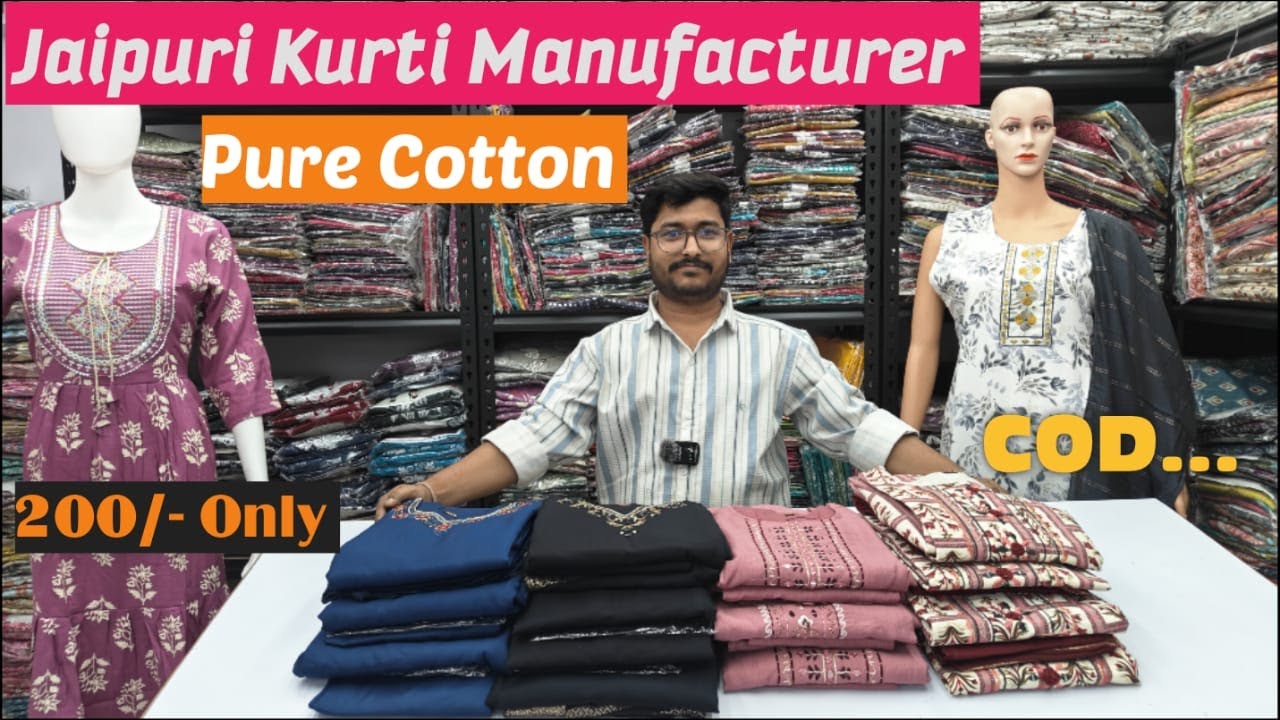 Jaipuri 3 Piece Kurti Wholesale 150/- #kurtimanufacturer #jaipurikurti #threepiece #kurtiset#viral