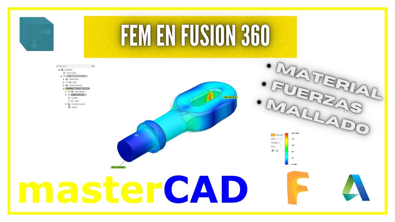 Análisis FEM con Fusion 360 (FEA) / Como hacer un análisis estático de un Tirón - masterCAD