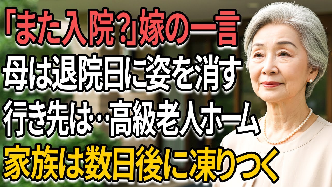 「また入院？本当に体弱いですね」嫁のため息に、退院したその日、母75歳は誰にも告げず“高級老人ホーム”へ転居した。