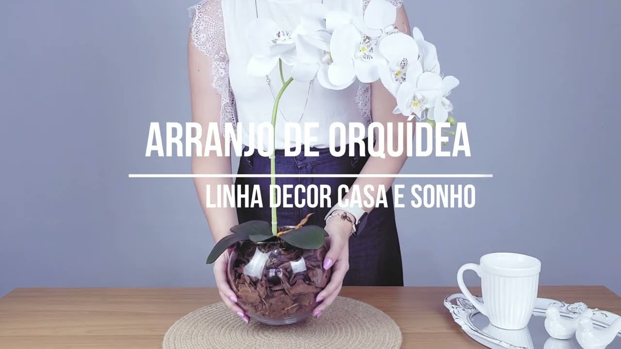 Arranjo de Orquídea Artificial Branca | 1 Haste no Vaso Decorativo