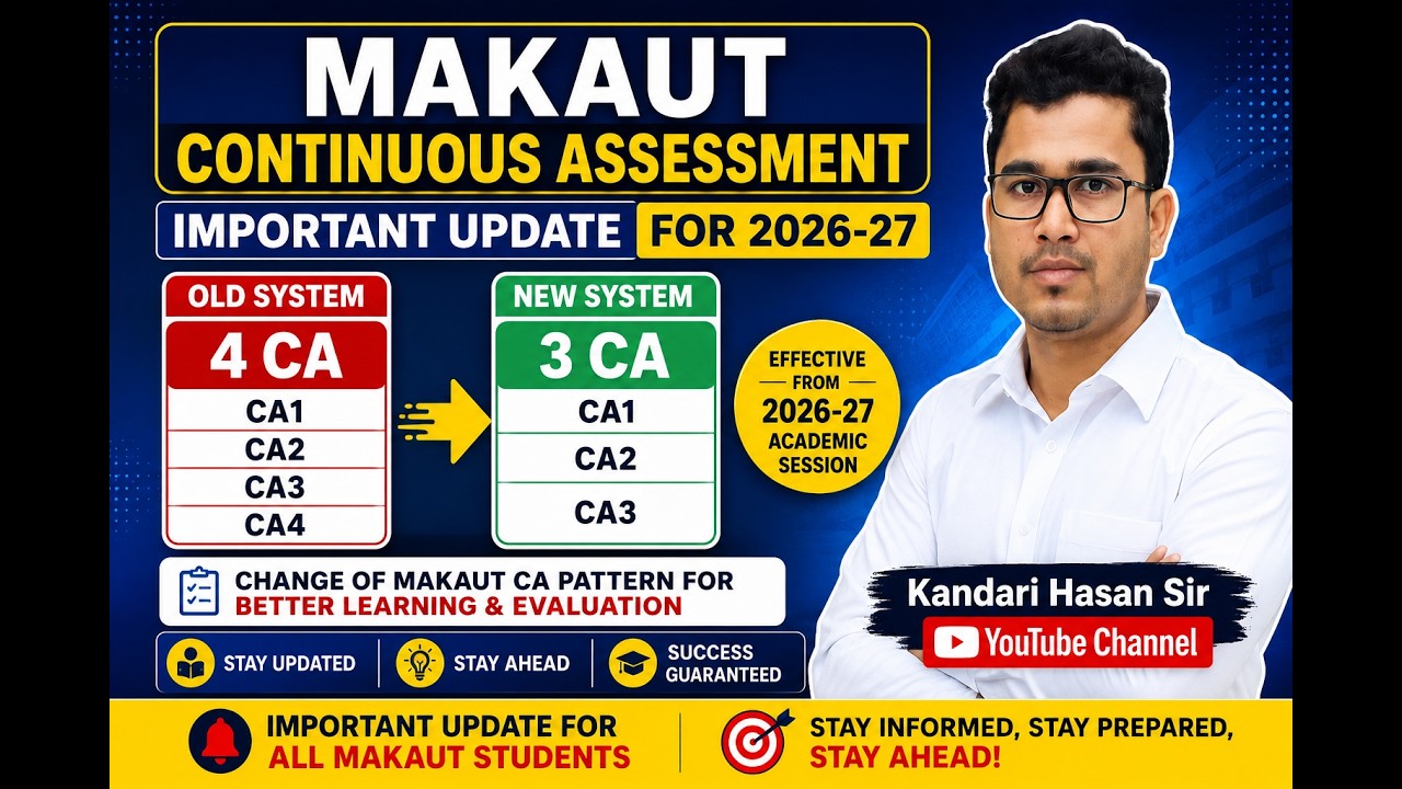 MAKAUT CA Pattern Changed | 4 CA to 3 CA | Everything You Need to Know| Kandari Hasan Sir
