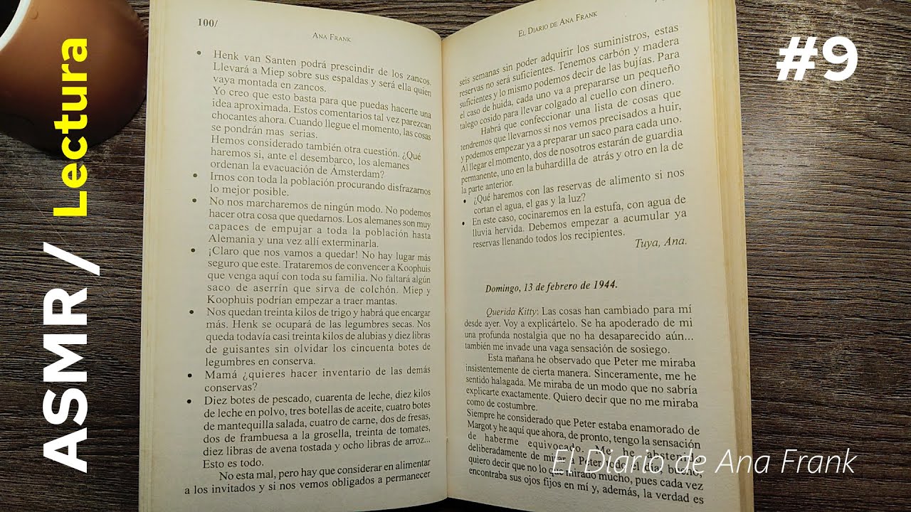 café ASMR / Lectura RELAJANTE. El Diario de Ana Frank. Novena Parte.