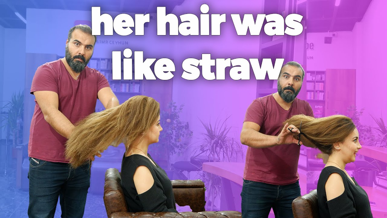 Severely CRIMPED hair 🌊 From wavy to straight hair | HAIR ASMR CEYHUN