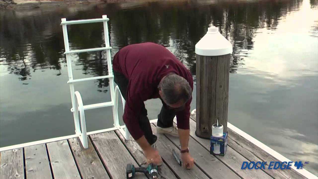 Dock Edge Piling Cap Light Installation