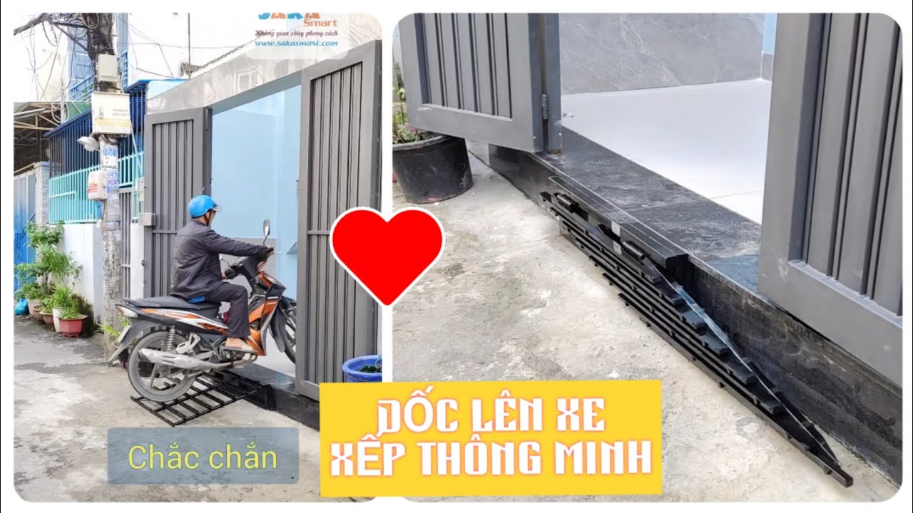 Dốc chạy xe máy vào nhà xếp gọn SakaSmart lắp đặt ở Gò Vấp, HCM 🛵