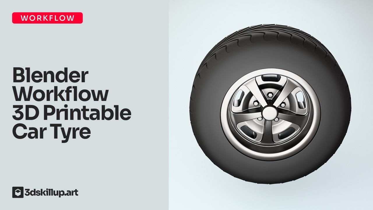 3D Printable 1:24 Scale Car Tyre & Rim – Blender Workflow | Scale Model Wheel for Model Cars