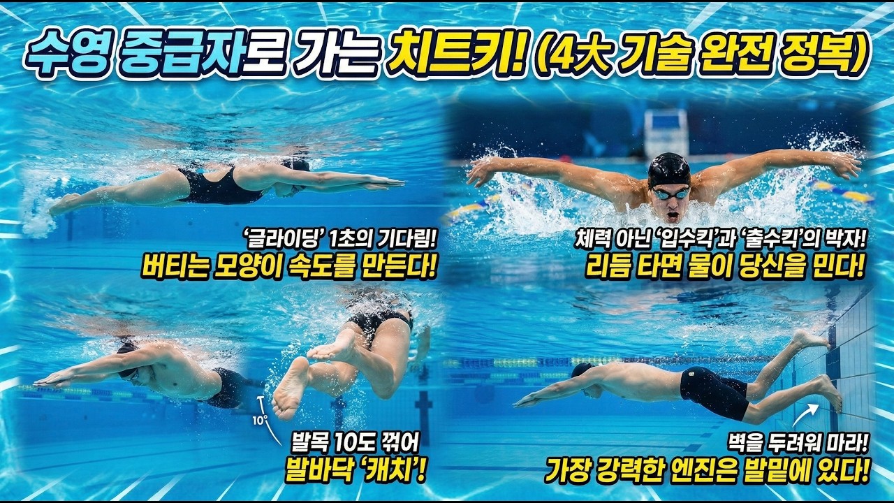 힘 빼고 빨라지는 수영의 기술: 자유형 글라이딩부터 접영 리듬까지 총정리 🌊