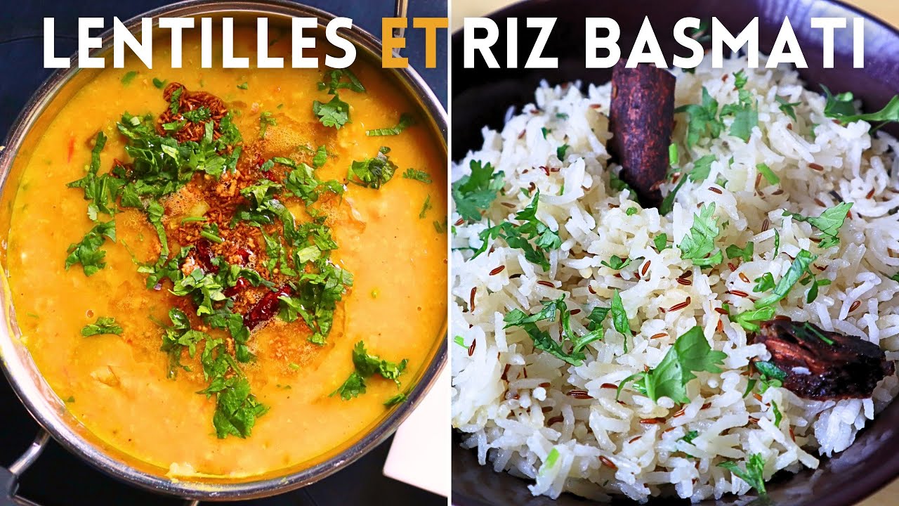 Lentilles au Lait de Coco et Riz Basmati au Cumin à l'Indienne🍛🥥🍚 | Recette Indienne