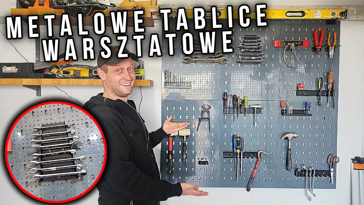 Wytrzymałe metalowe tablice i ściana narzędziowa w warsztacie + mocny regał magazynowy Metalkas