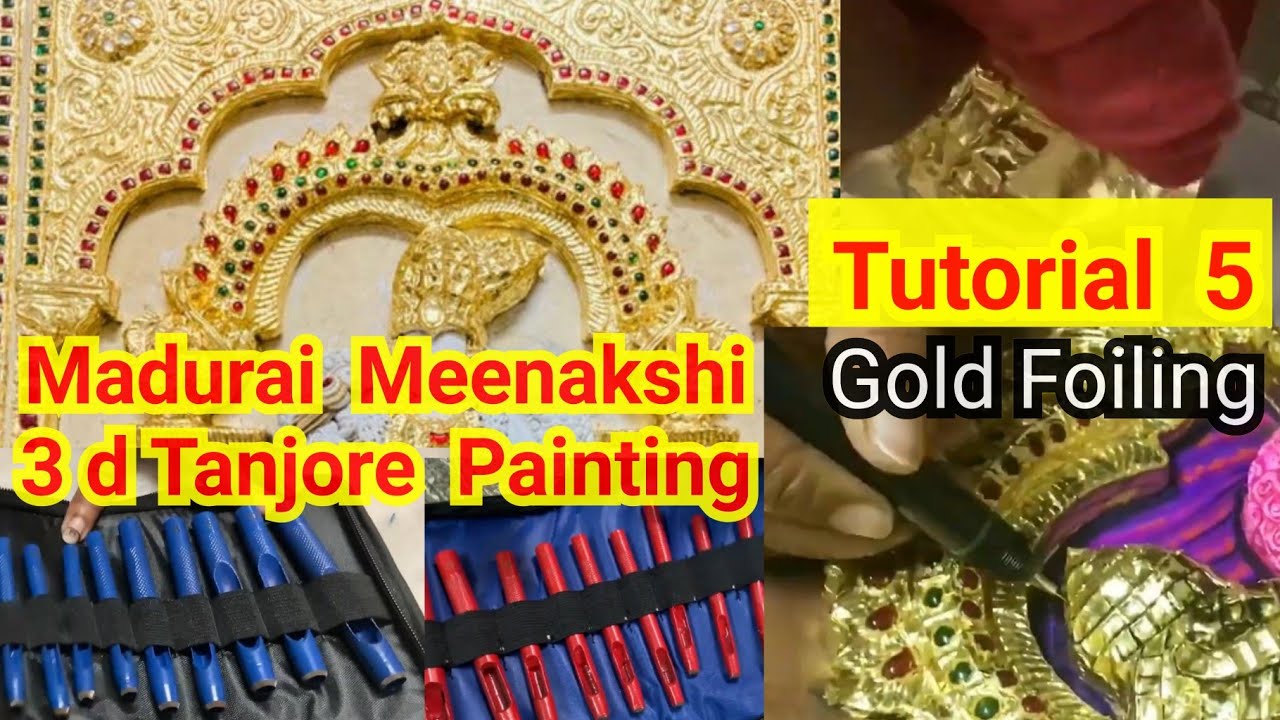 Gold Foil sticking tips- Removing gold in stones- 3d Madurai Meenakshi Tanjore Painting-Tutorial 5