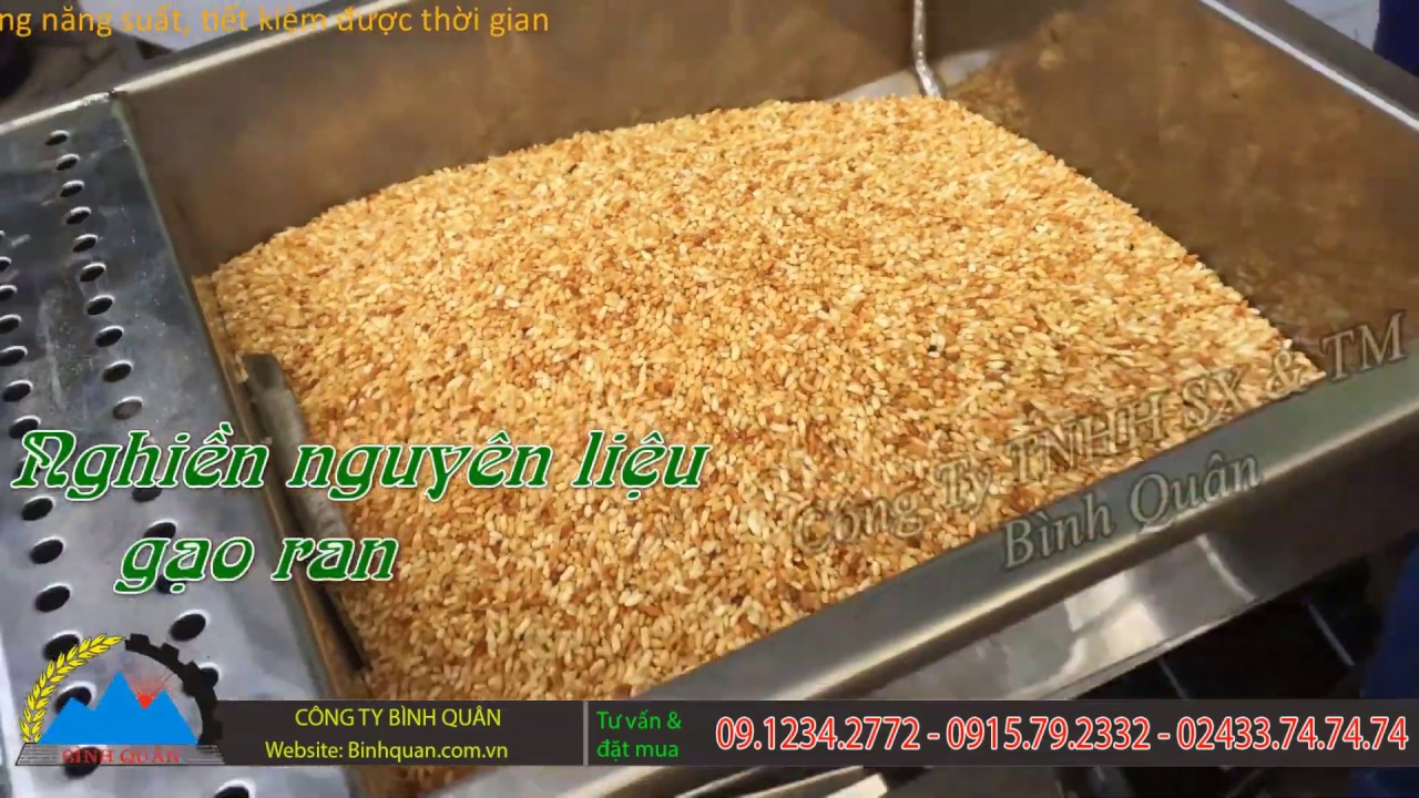 M&aacute;y nghiền bột kh&ocirc; si&ecirc;u mịn inox 300 B&igrave;nh Qu&acirc;n - thử nghiền gạo rang