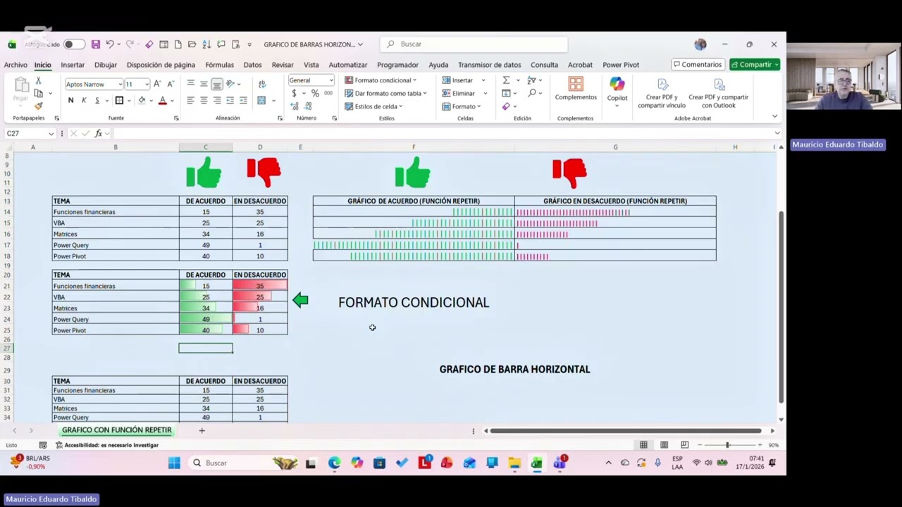 TIP EXCEL GRÁFICO DE BARRAS CON LA FUNCIÓN REPETIR #EXCEL #TUTORIAL #CLASES 