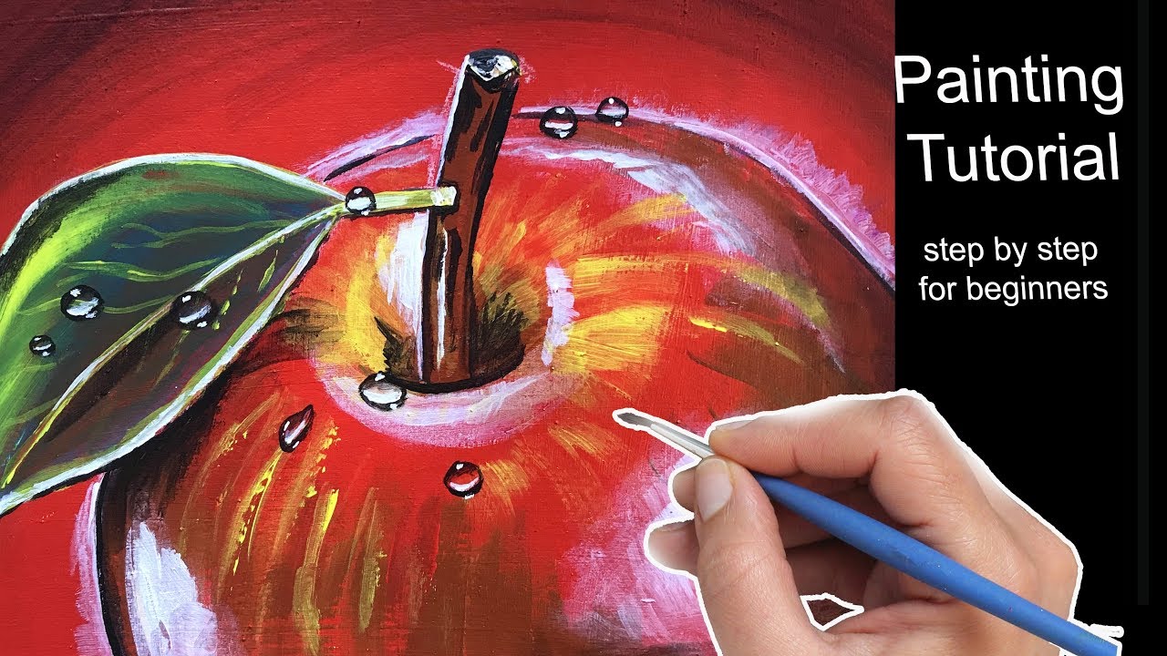 How to paint WATER DROPS on APPLE / Realistic Painting for beginners