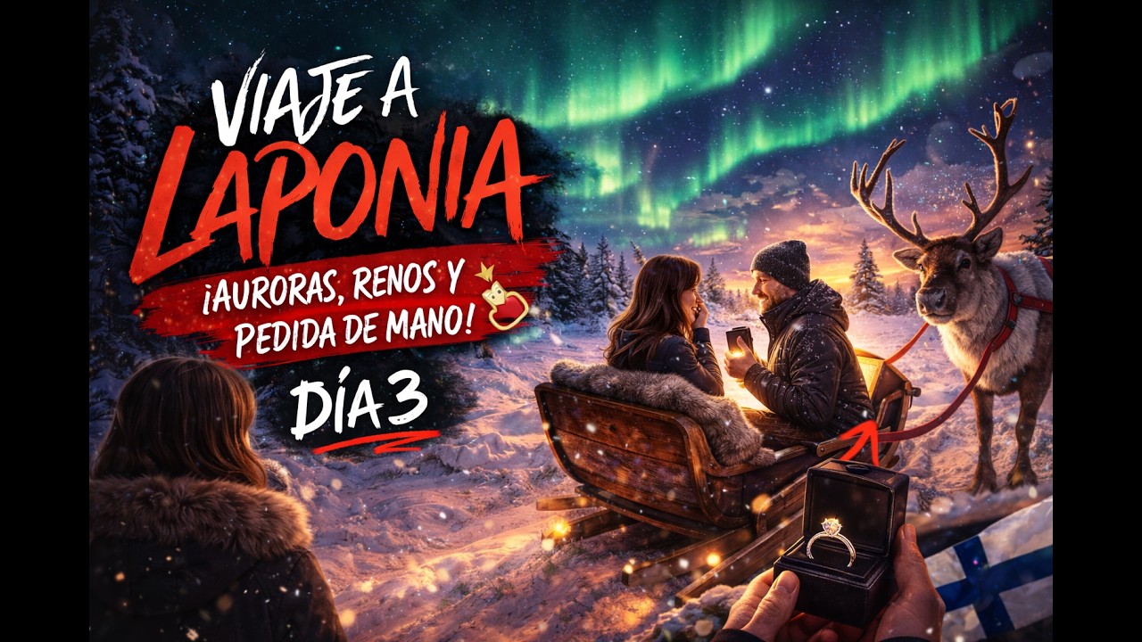 Auroras Boreales + Paseo en RENO… y una PEDIDA 💍 | Laponia Día 3