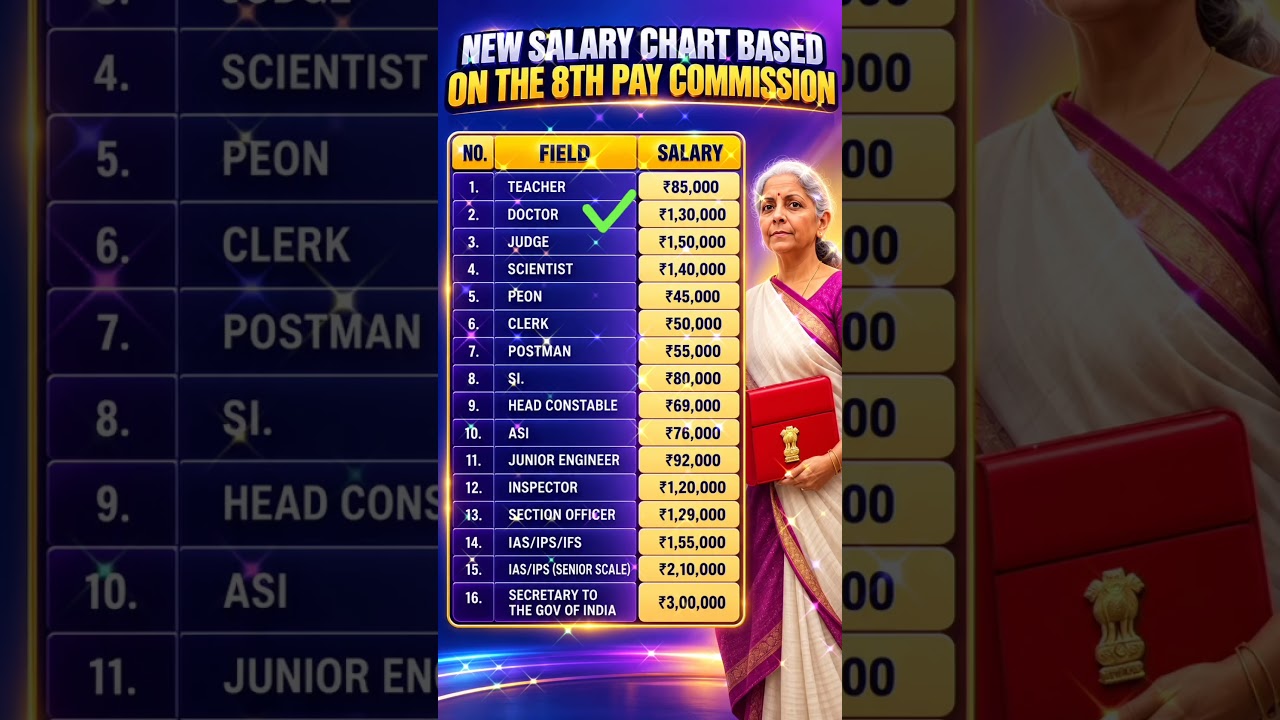 8th Pay Commission Salary Update 2026 🔥 | New Salary Chart Explained |#8thpaycommission  #shorts