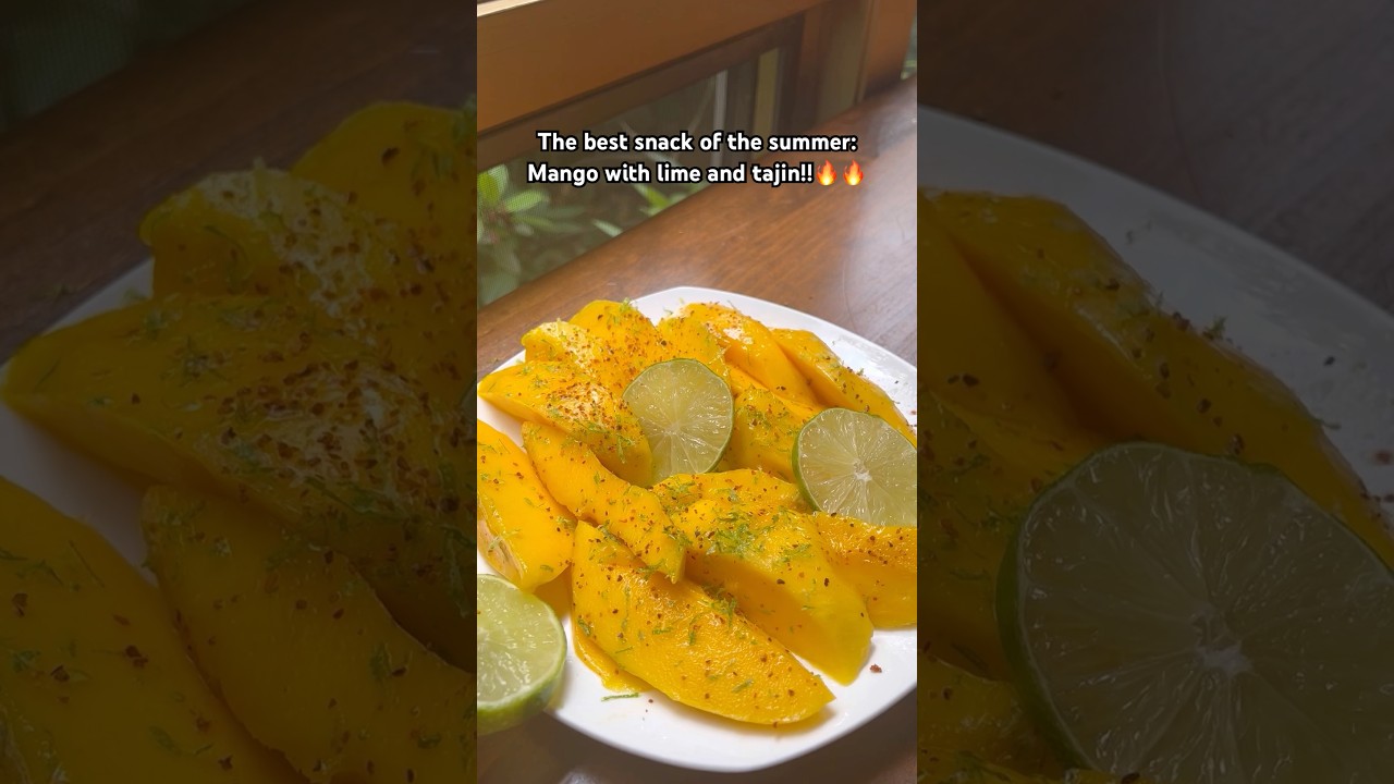 The best snack of the summer: Mango with lime and tajin!!🔥🔥 #viralshort #snack #fyp