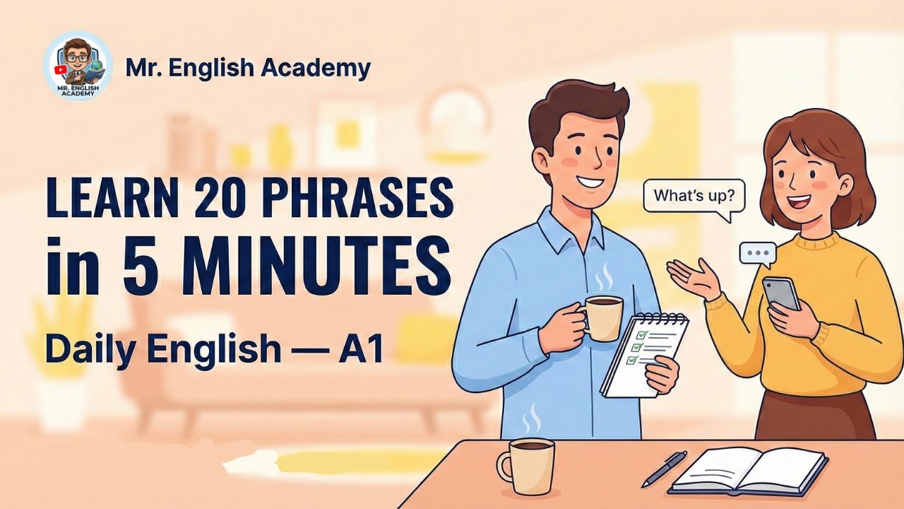 Learn 20 Daily English Phrases in 5 Minutes | Quick Conversation Practice (A1) | Mr. English Academy