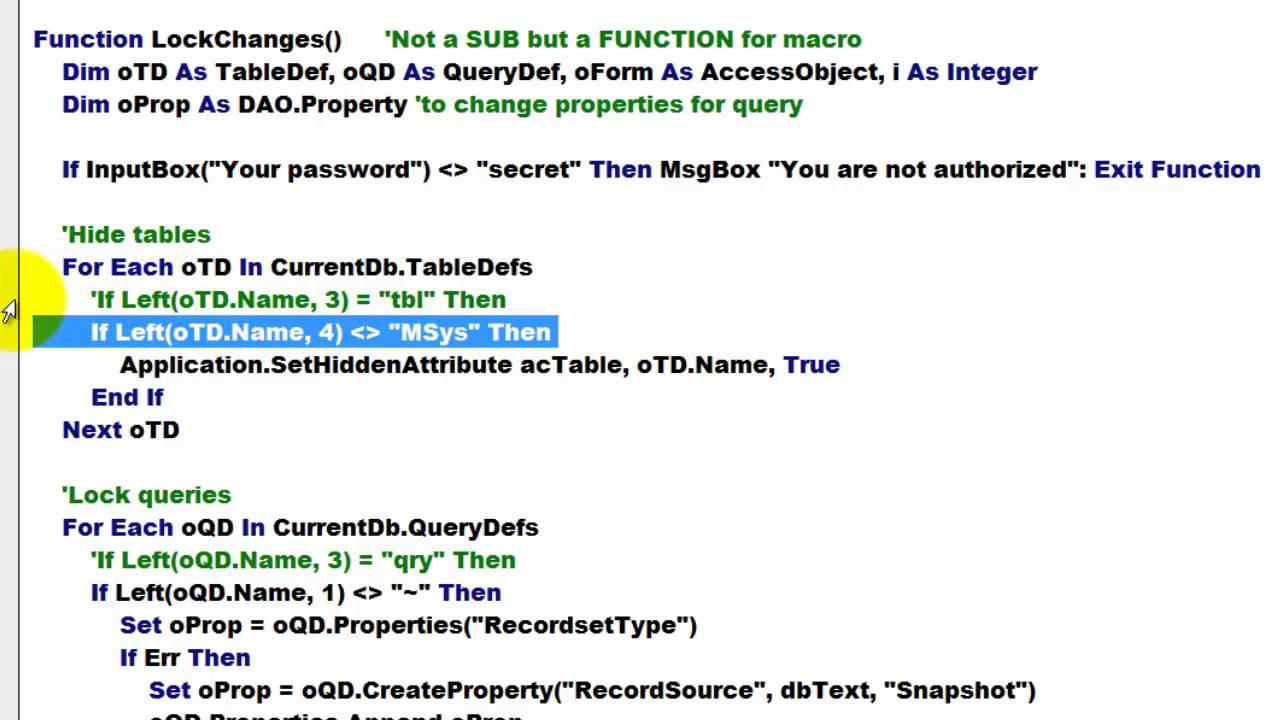 Protecting Your Access Database with VBA