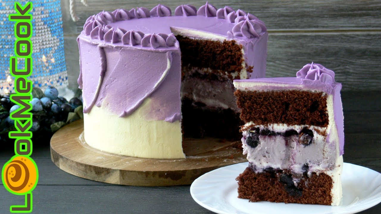 ЧЕРНИЧНЫЙ ТОРТ С ЧИЗКЕЙКОМ. Шоколадный бисквит. Черничный соус. Запечённый чизкейк