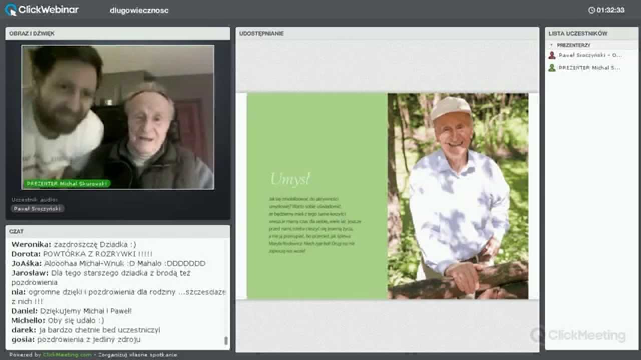 Jak żyć 100 lat w zdrowiu - zapis spotkania w internecie z dziadkiem