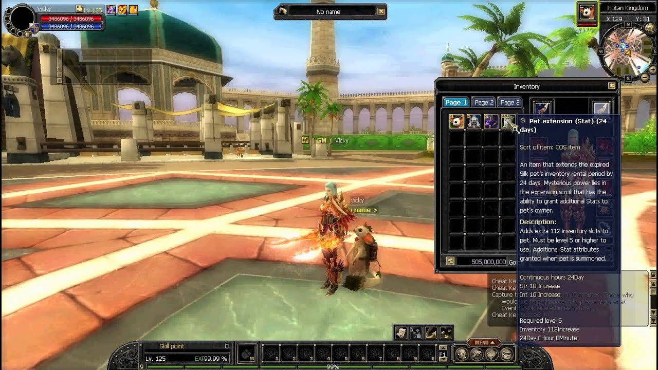 vSRO 1.188, 112 pet inventory expansion using original SRO expansion item ;)