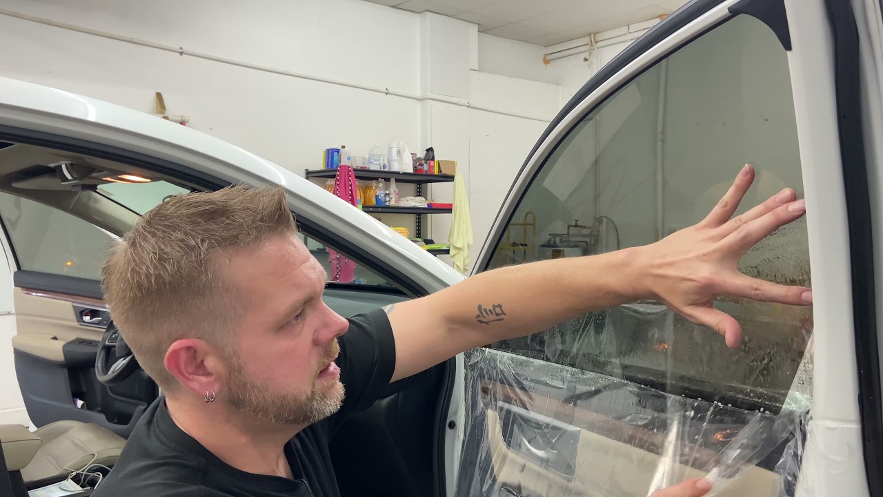 Window tint framed side door glass roll up installation