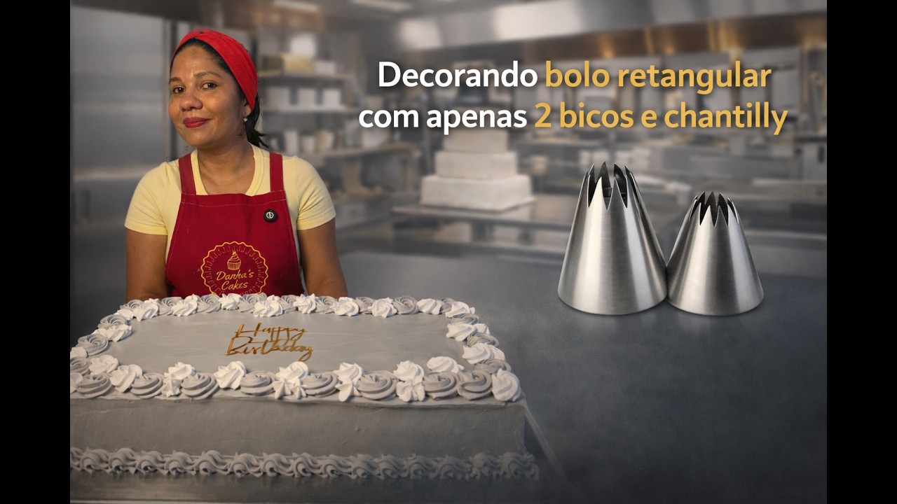 Decora&ccedil;&atilde;o de Bolo RETANGULAR com Chantilly