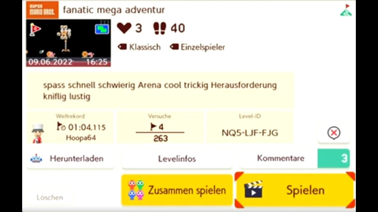 Mario Maker 2 - My Level:  Fanatic mega adventure