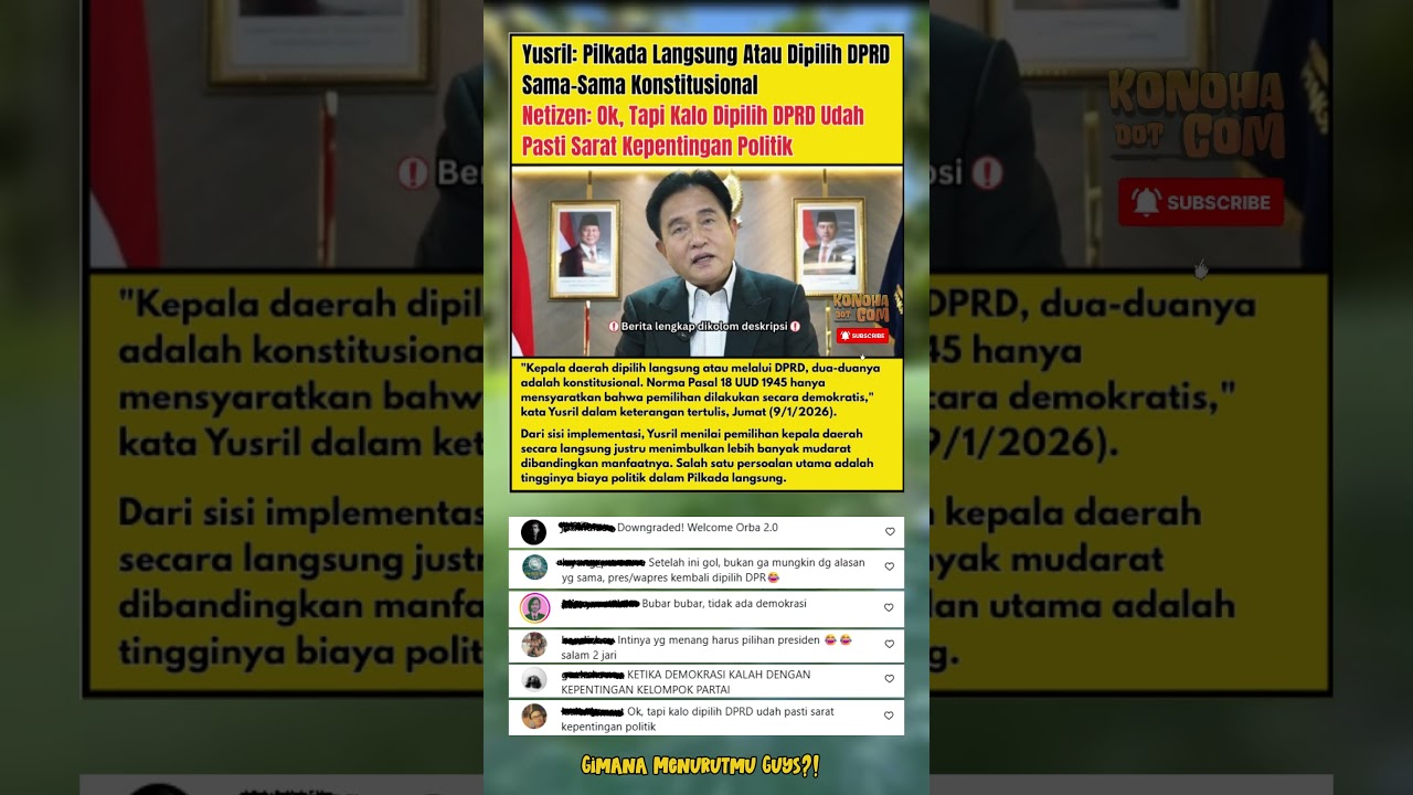 Yusril: Pilkada Langsung Atau DPRD Sama-Sama Konstitusional 