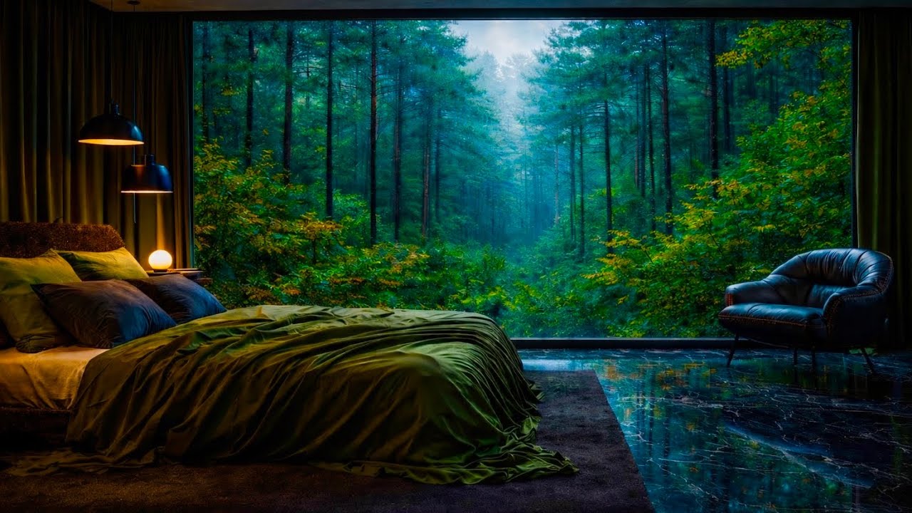 Rainy Night in the Forest Bedroom 🌲🌙 | Deep Sleep, Calm & Insomnia